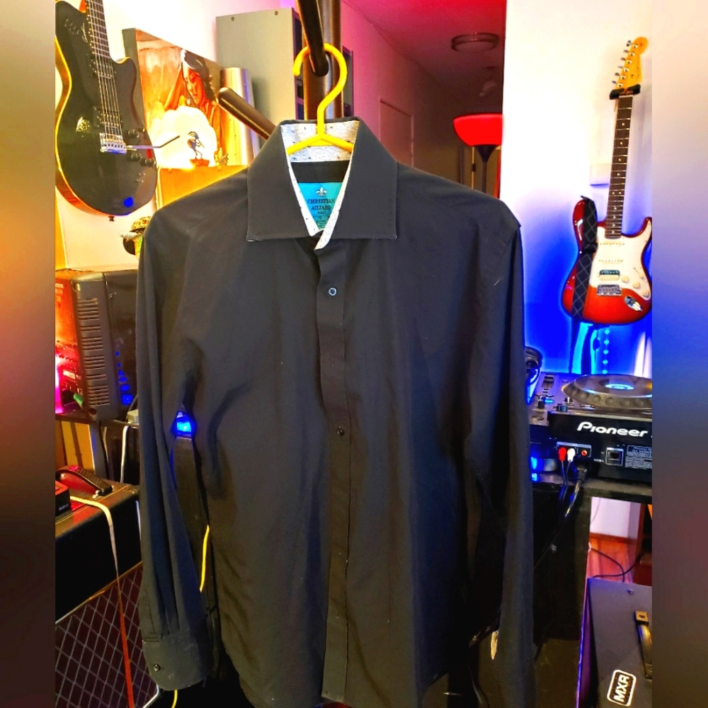 Mens black medium classy retro Gothic dress shirt